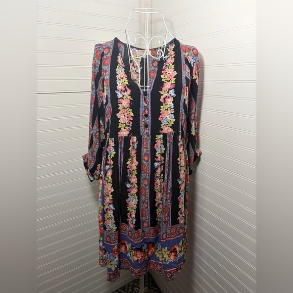 Umgee Floral Boho Dress - Blue and Pink - Picture 4 of 8